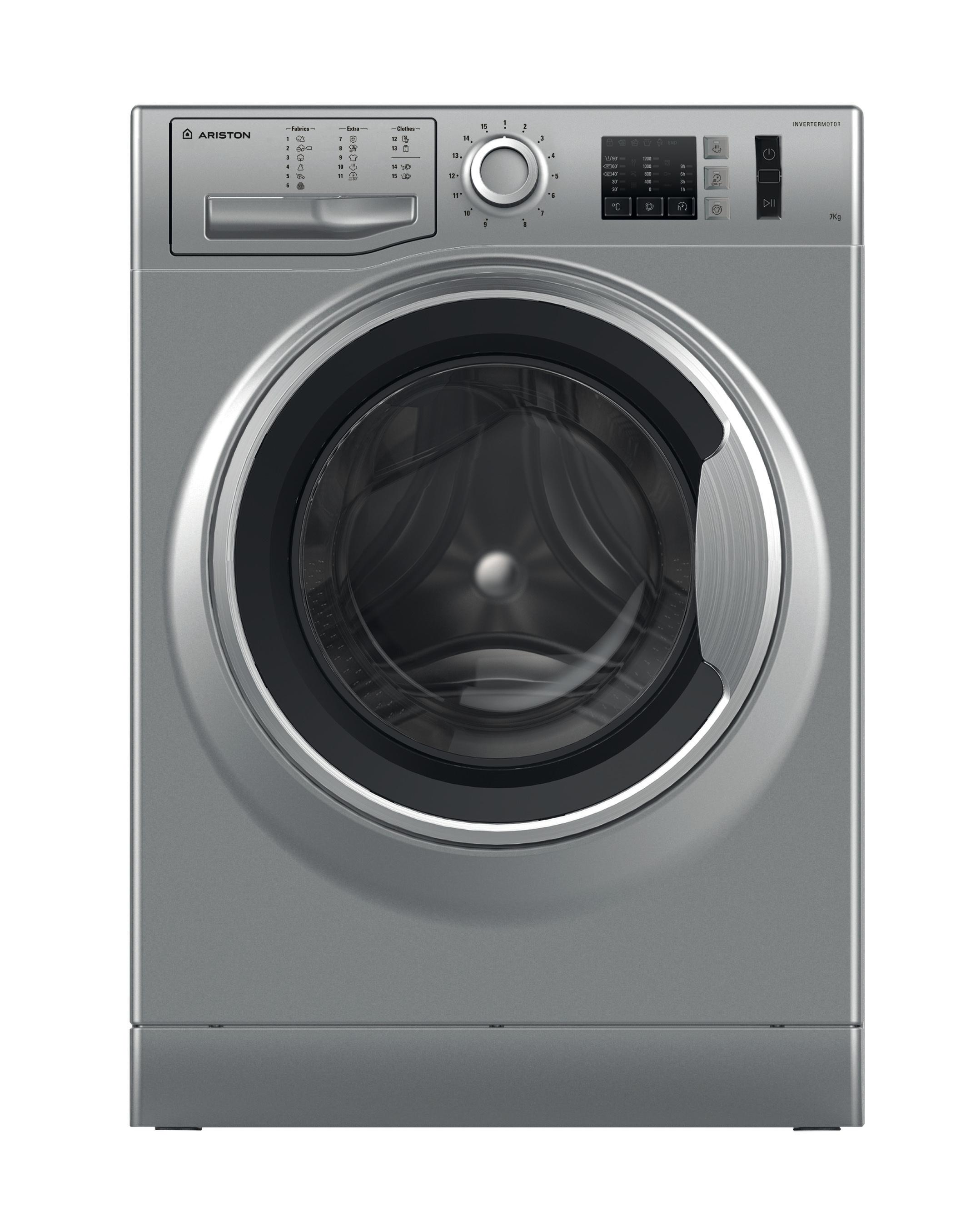 Ariston freestanding front loading washing machine: 7kg - NM10 723 SS EX