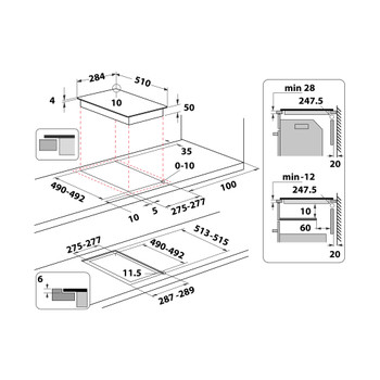 Whirlpool Főzőlap WS Q0530 NE Fekete Induction vitroceramic Technical drawing