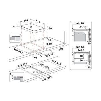 Whirlpool Table de cuisson WS Q0530 NE Noir Induction vitroceramic Technical drawing