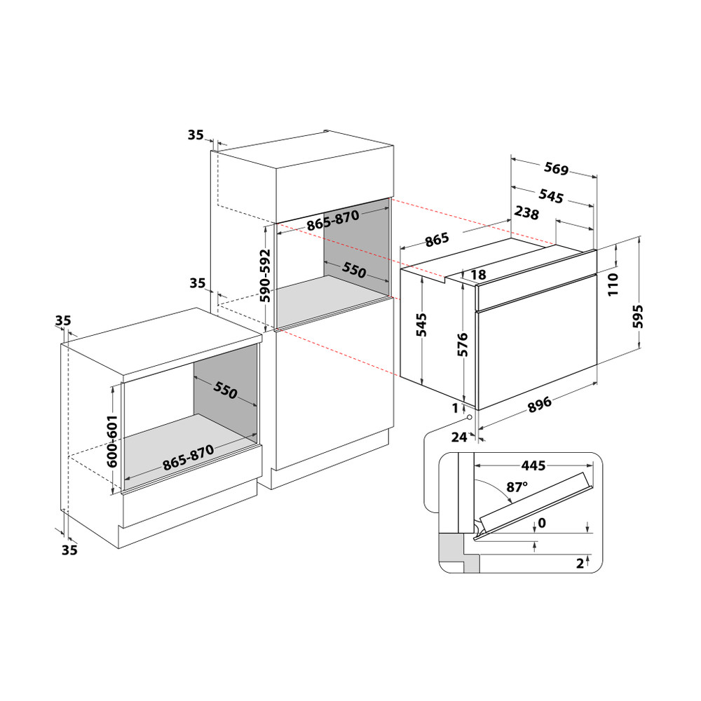 Ariston OVEN Built-in MS5 734 IX A Electric B Technical drawing