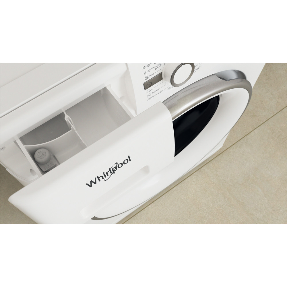 Whirlpool Mosó-szárító Szabadonálló FWDG 961483 WSV EE N Fehér Elöltöltős Drawer