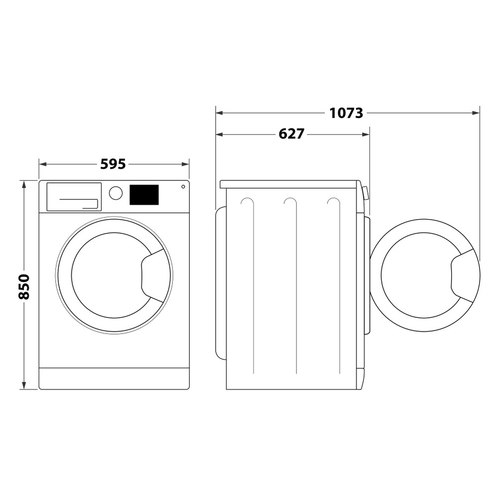 Whirlpool Vaskemaskin Frittstående FFB 9458 WV EE Hvit Front loader B Technical drawing