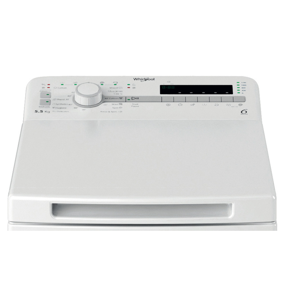 Whirlpool Maşină de spălat rufe Independent TDLR 55140S EU Alb Încărcare Verticală C Control panel