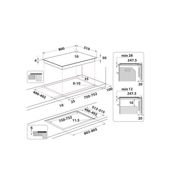 Whirlpool Főzőlap WTX8015DCF Fekete Induction vitroceramic Technical drawing