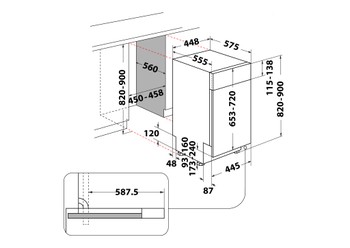 Masini de spalat vase semi-incorporate Whirlpool - WSBO 3O34 PF X