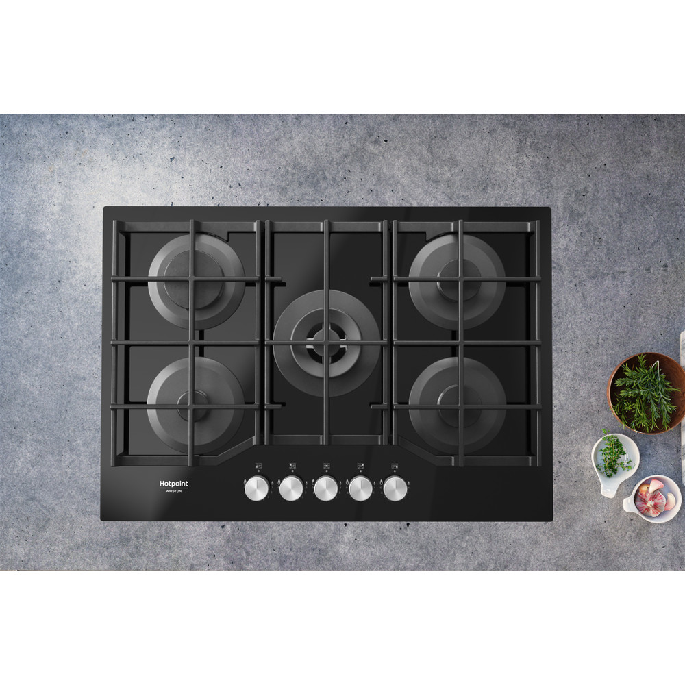 Hotpoint_Ariston Placa HAGS 72F/BK Preto Gás Lifestyle frontal