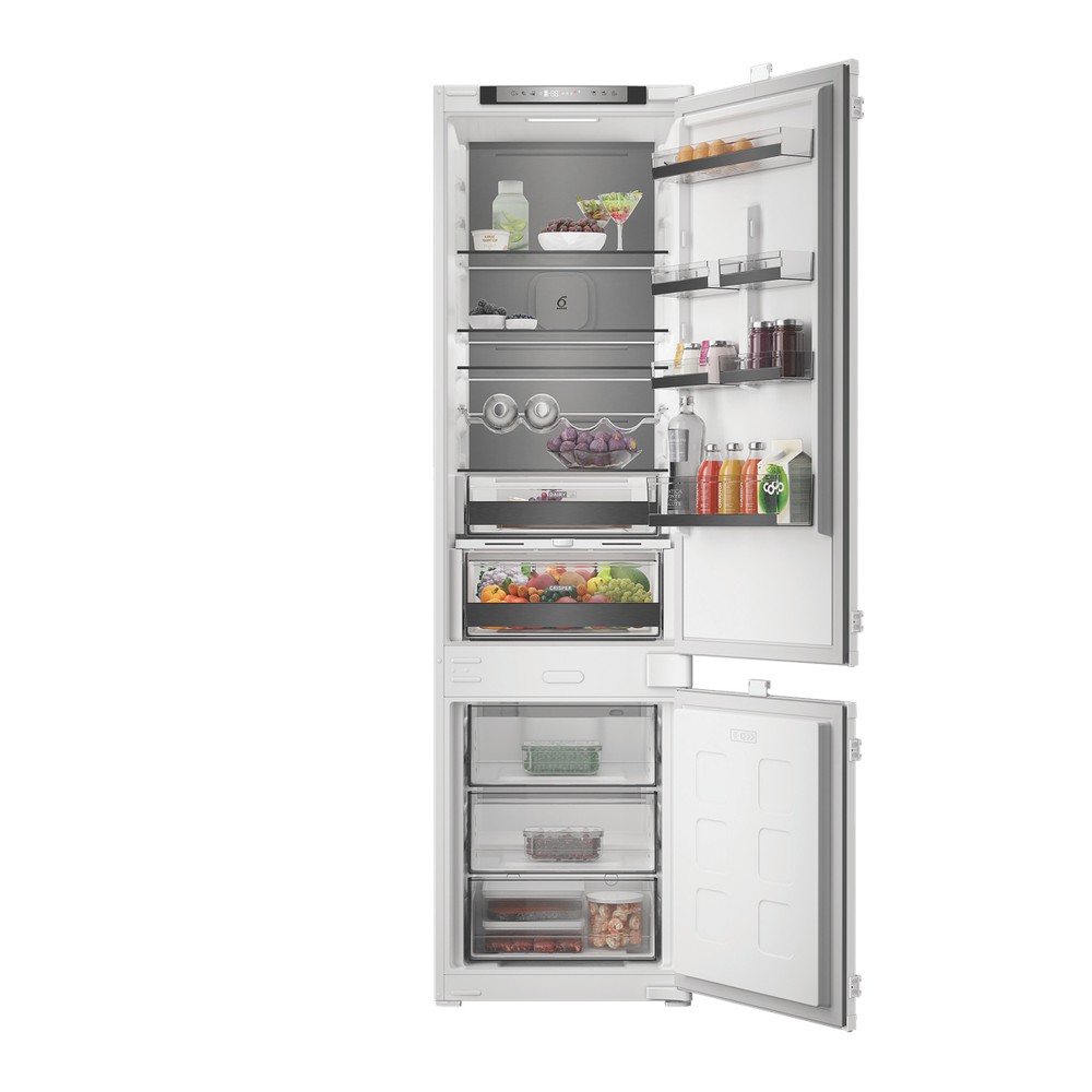 Whirlpool Kombinovaná chladnička s mrazničkou Vstavané WHK2 5323 B5E1 Zinc Metal 2 doors Lifestyle frontal open