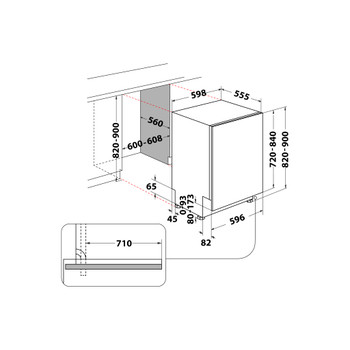 Whirlpool Máquina de lavar loiça Encastre W7I HF60 TUS Encastre total A Technical drawing