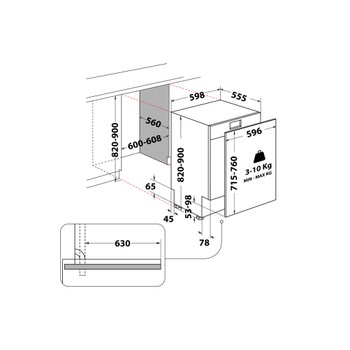 Whirlpool Посудомийна машина Вбудований (-а) W7I HT58 T Вбудована B Technical drawing