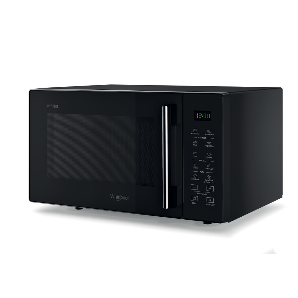 Whirlpool Four à micro-ondes Pose-libre MWP 251 B Noir Électronique 25 Micro-ondes uniquement 900 Perspective