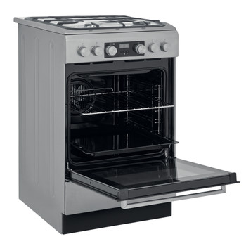 Whirlpool Tűzhely WS5G8CHX/E Inox Gáz Perspective open