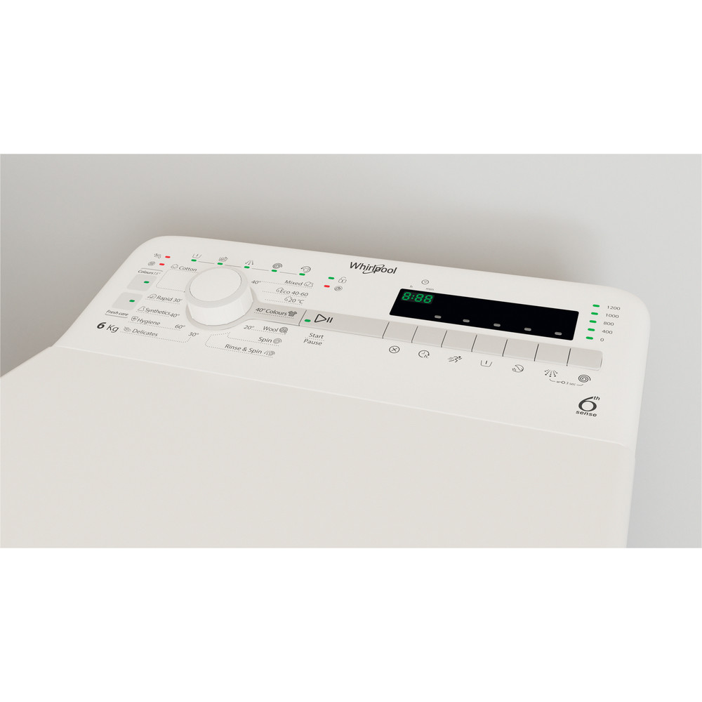 Whirlpool Tvättmaskin Fristående TDLR 6240SS EU/N White Top loader C Lifestyle control panel