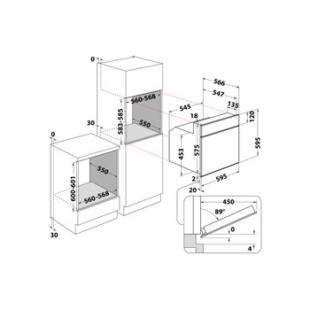 Whirlpool Sütő Beépíthető AKP 745 WH Elektromos A Technical drawing