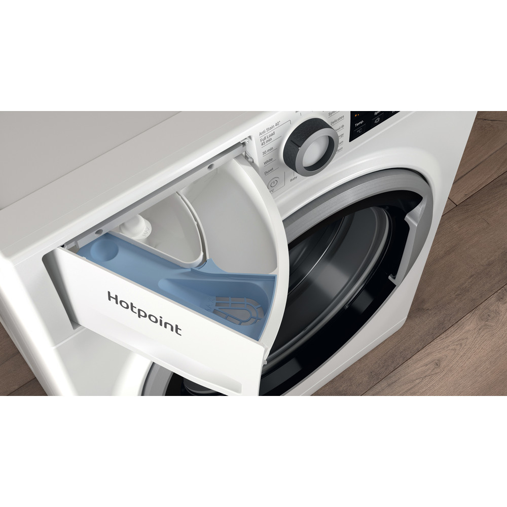 Hotpoint Washing machine Free-standing NSWE 846 WS UK White Front loader A Drawer