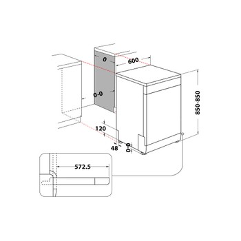 Whirlpool Maşină de spălat vase Independent WH4FFA14BN6X Independent A Technical drawing