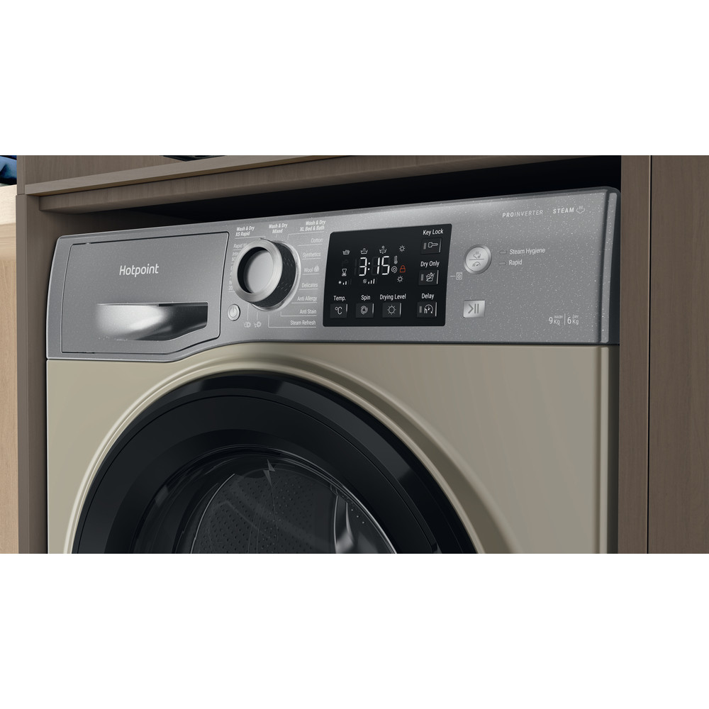 Hotpoint Washer dryer Free-standing NDB 9635 GK UK Graphite Front loader Lifestyle control panel