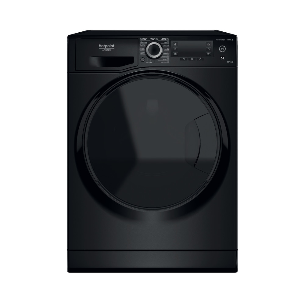 Hotpoint_Ariston Пералня със сушилня Свободностоящ NDD 9636 BDA EE Черно Предно зареждане Frontal