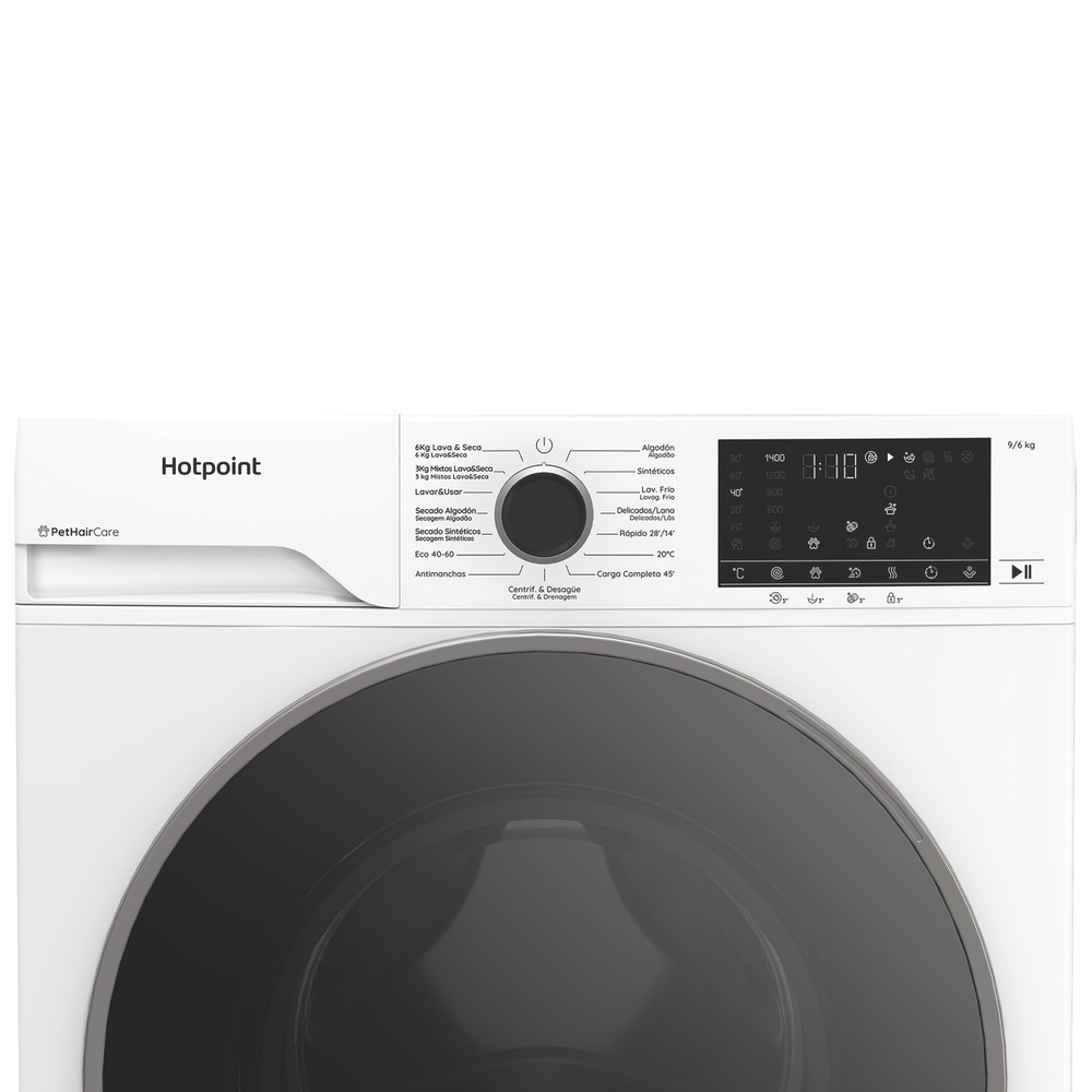 Hotpoint Lavadora secadora Libre instalación HBD 9680 SPT Blanco Cargador frontal Control panel