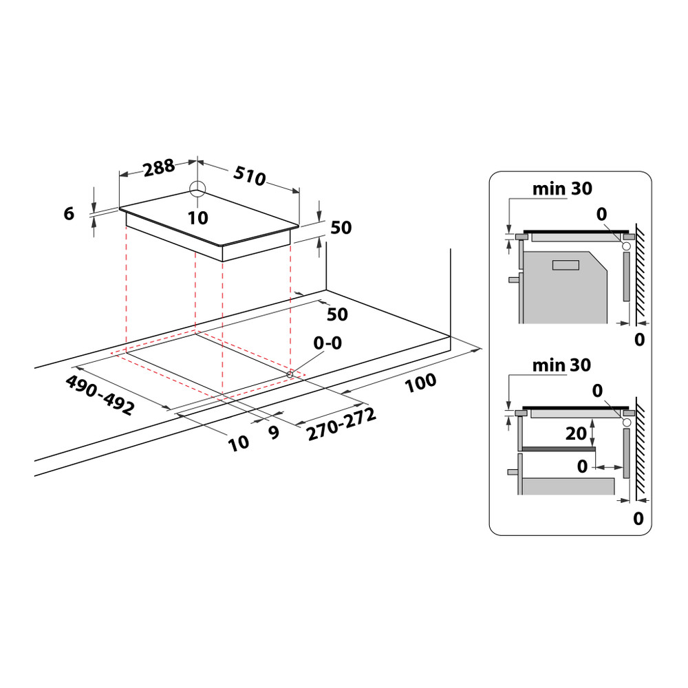 Bauknecht Piano cottura ETK 5240 IN Nero Radiant vitroceramic Technical drawing