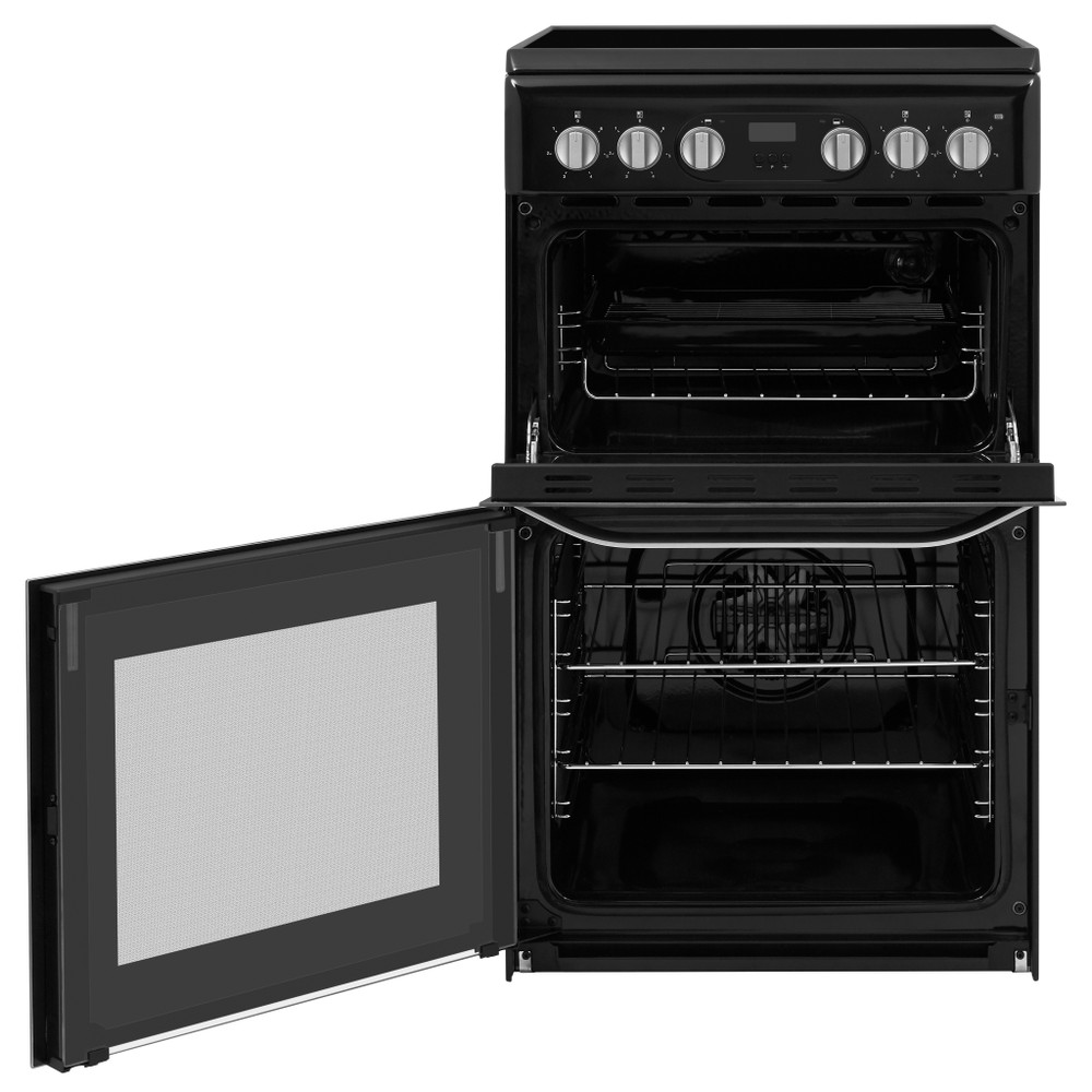 Hotpoint Double Cooker HD5V93CCB/UK White A Enamelled Sheetmetal Frontal open