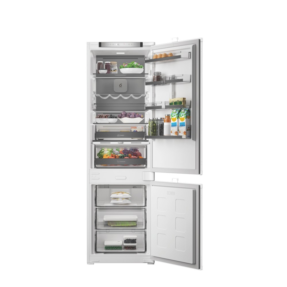 Whirlpool Kombinovaná chladnička s mrazničkou Vstavané WHK2 5293 B5E2 Zinc Metal 2 doors Lifestyle frontal open
