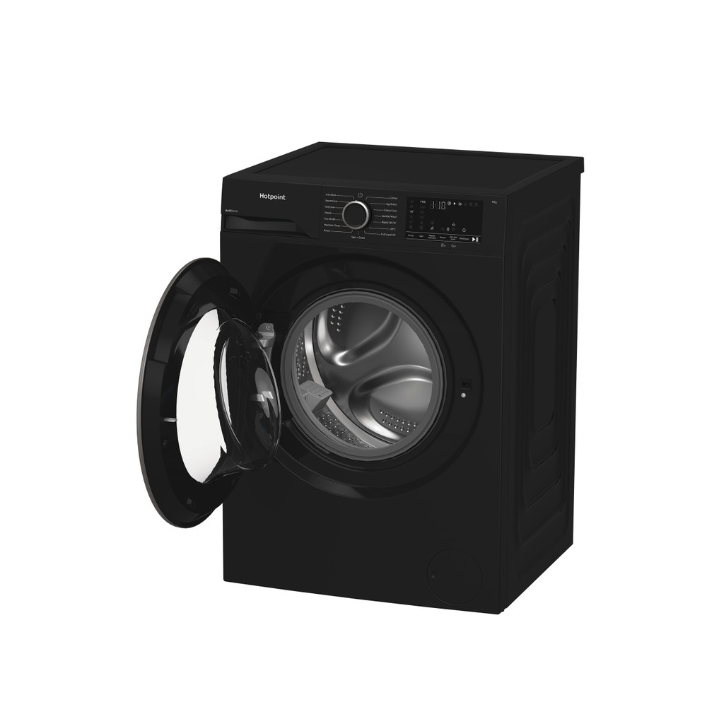 Hotpoint Washing machine Free-standing H 91B ANTI STAIN IRE Black Front loader A Perspective open