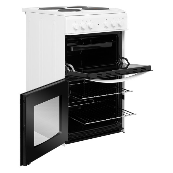 Indesit Double Cooker ID5E92KMW/UK White A Enamelled Sheetmetal Perspective open