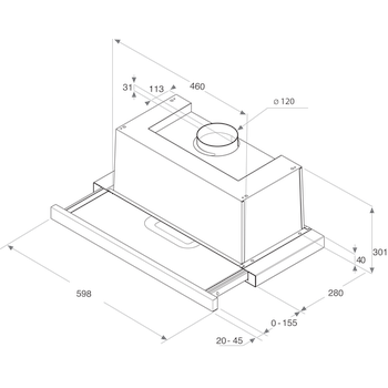 Whirlpool Hotă Încorporabil WAHTT 64 LM K Negru Încorporabil Mecanic Technical drawing