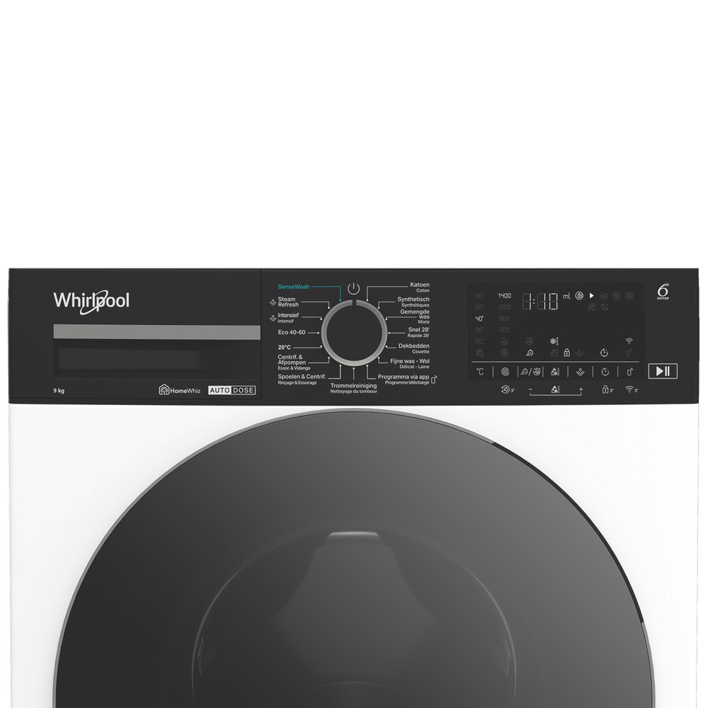 Whirlpool Wasmachine Vrijstaand WPM 911W ADS BE Wit Voorlader A Control panel