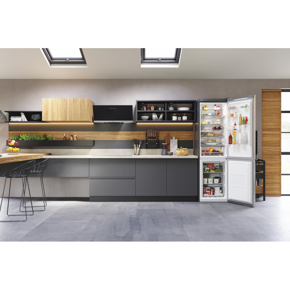 Hotpoint_Ariston Combinație frigider-congelator Neincorporabil HAFC9 TT43SX O3 Saturn Steel 2 doors Lifestyle frontal open