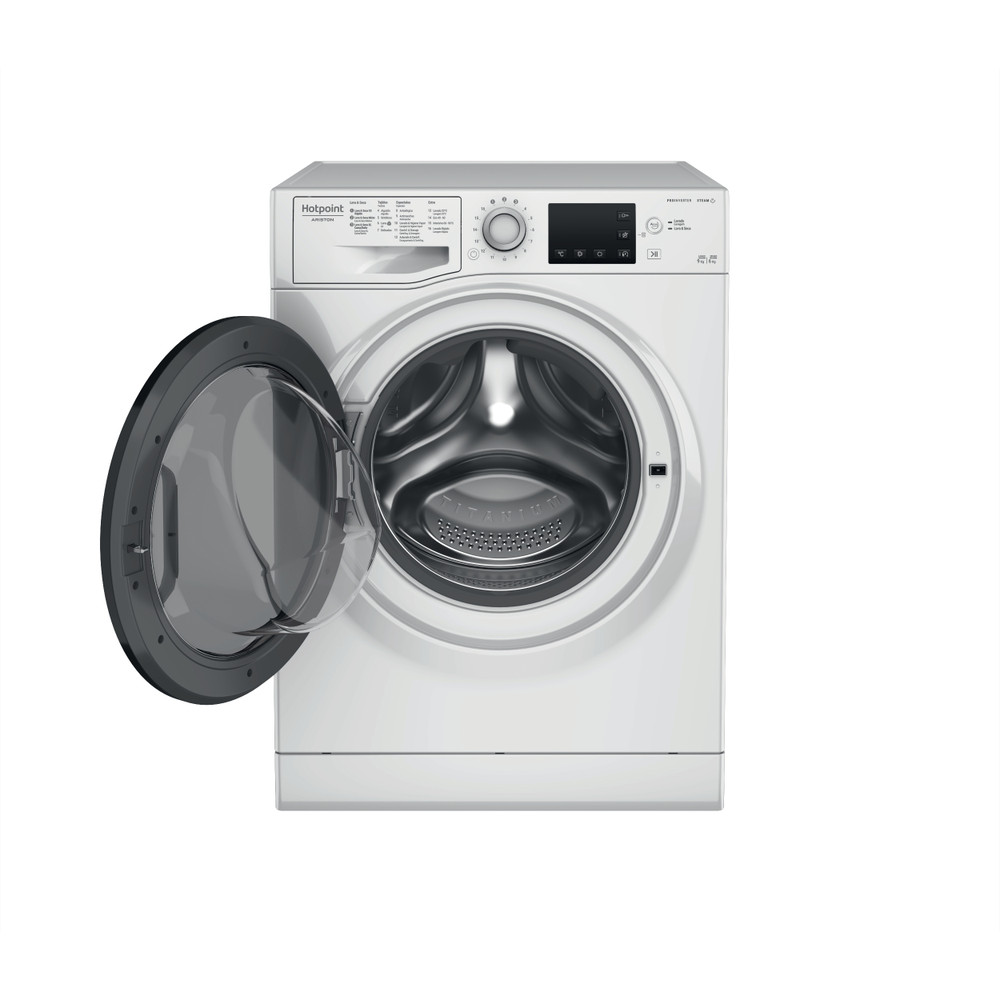 Hotpoint_Ariston Máquina de lavar e secar roupa Livre Instalação NDB 9636 DA SPT Branco Carga Frontal Frontal open