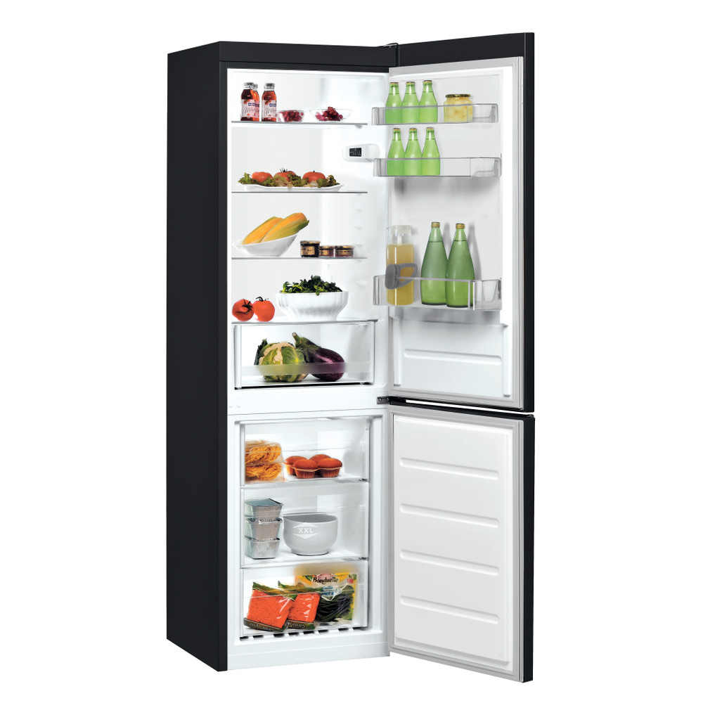 „Indesit“ Šaldytuvo / šaldiklio kombinacija Laisvai pastatoma LI8 SN2E K 1 Juoda 2 doors Perspective open