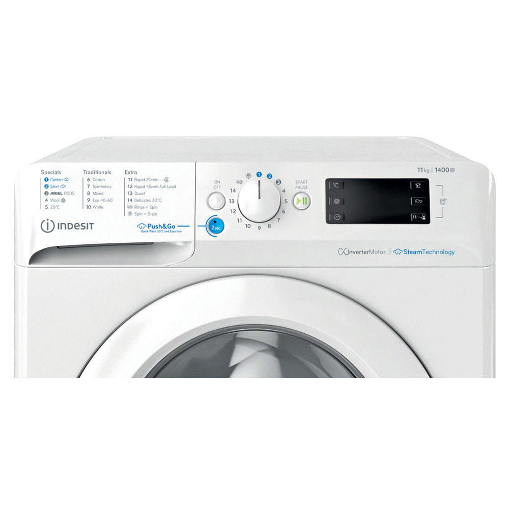 Indesit Washing machine Free-standing BWE 111496X WV UK White Front loader A Control panel