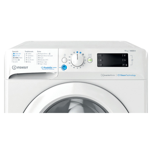 Indesit Washing machine Free-standing BWE 111496X WV UK White Front loader A Control panel