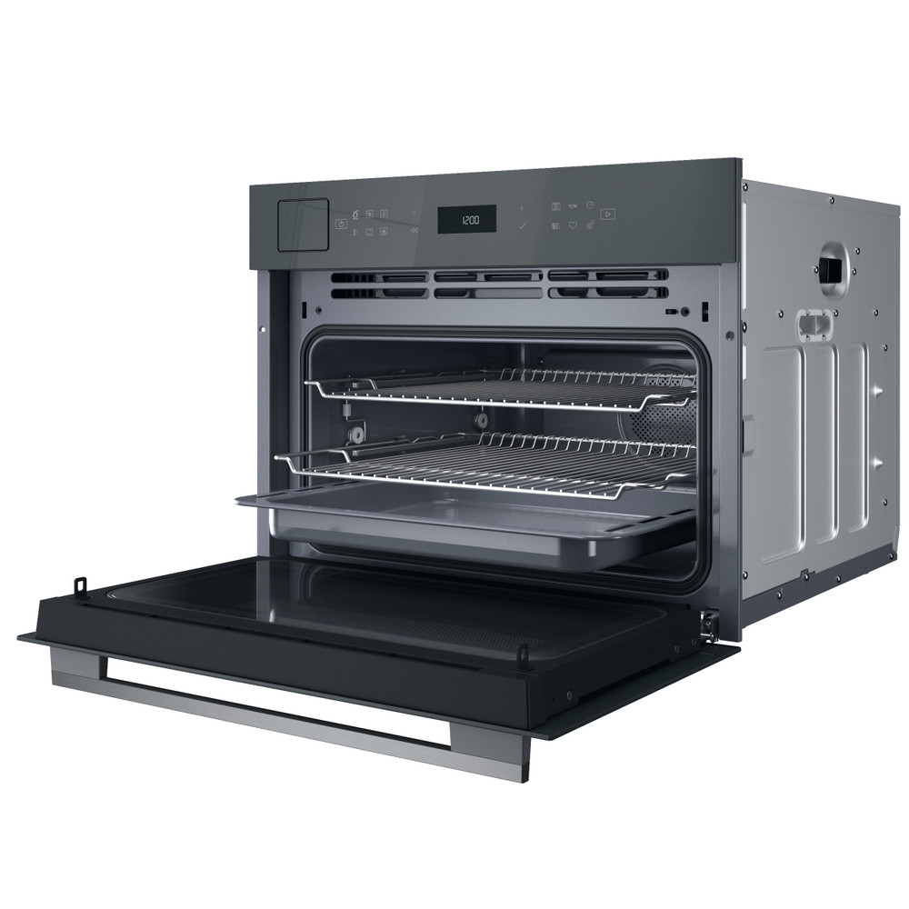 Whirlpool Microgolfoven Inbouw WCT7A9PHTSSG Stardust grey glossy Elektronisch 53 Combimicrogolfoven 950 Perspective open