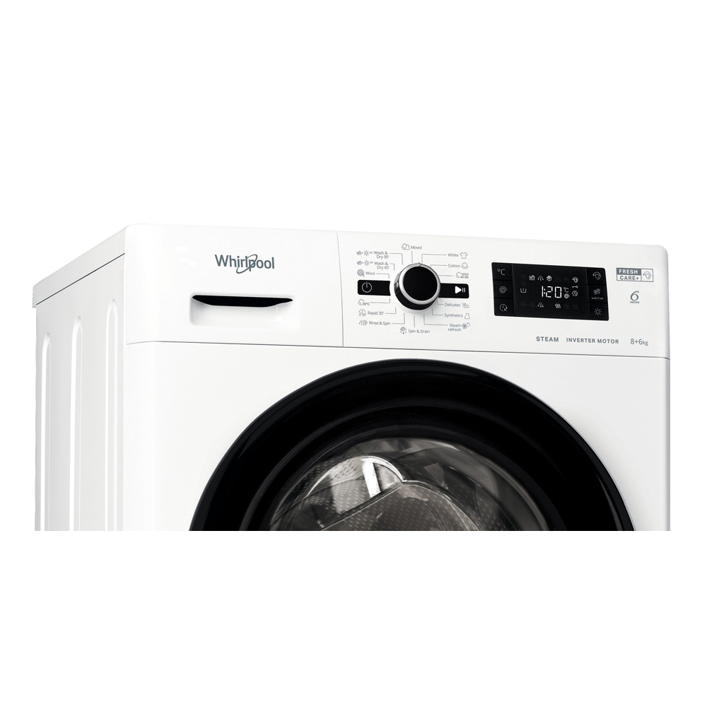 Whirlpool Mosó-szárító Szabadonálló FWDG 861483 WBV EE N Fehér Elöltöltős Control panel