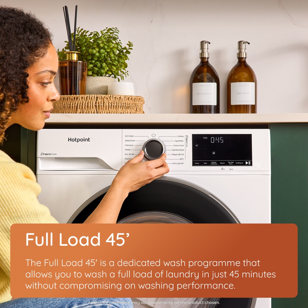 Hotpoint Washing machine Free-standing HBCA 123 CARE UK White Front loader A Lifestyle detail