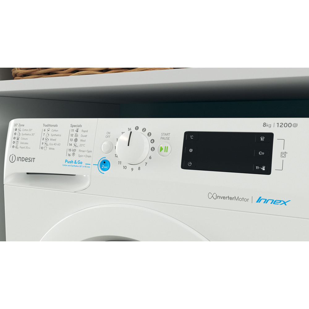 Indesit Perilica za rublje Samostojeći BWE 81284X W EE N Bijela Prednje punjenje C Lifestyle control panel