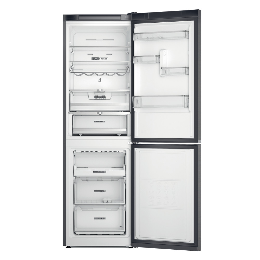 Whirlpool Kombinirani hladnjak Samostojeći W9 931A KS H Crna/Inox 2 doors Perspective open