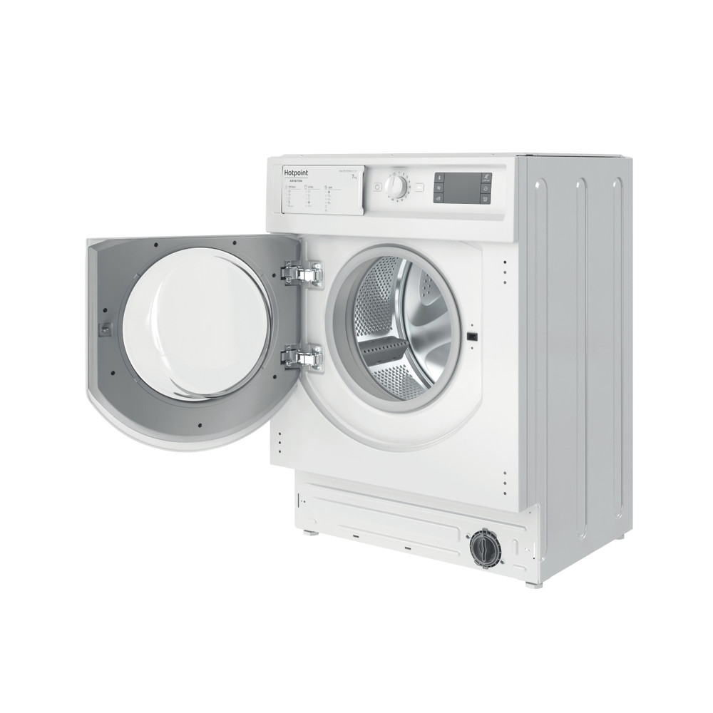 Hotpoint_Ariston Lave-linge Encastrable BI WMHG 71483 EU N Blanc Lave-linge frontal D Perspective open