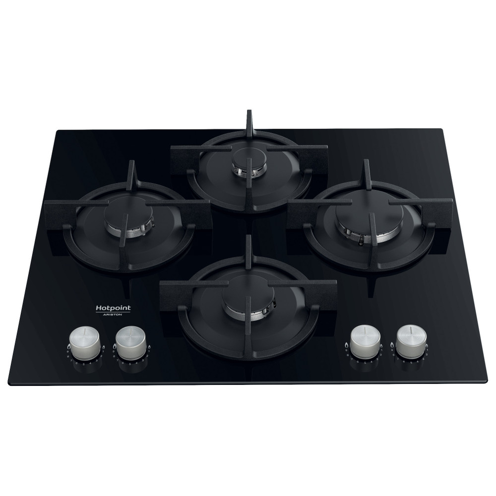 Hotpoint_Ariston Table de cuisson QS 61S/BK Noir Gaz Frontal top down