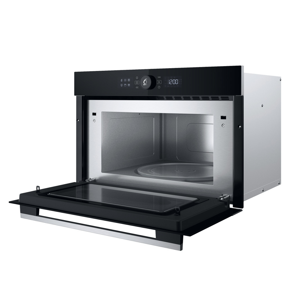 Whirlpool Microwave Built-in WMD54MXUK Stainless steel Electronic 31 MW+Grill function 1000 Perspective open