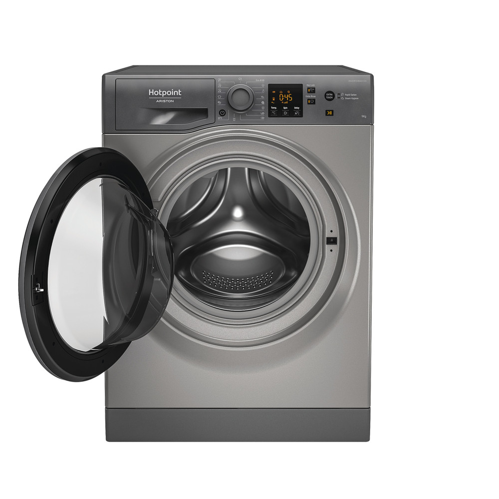 Hotpoint_Ariston Lave-linge Pose-libre NSWM 946 GG FR Graphite Lave-linge frontal A Frontal open