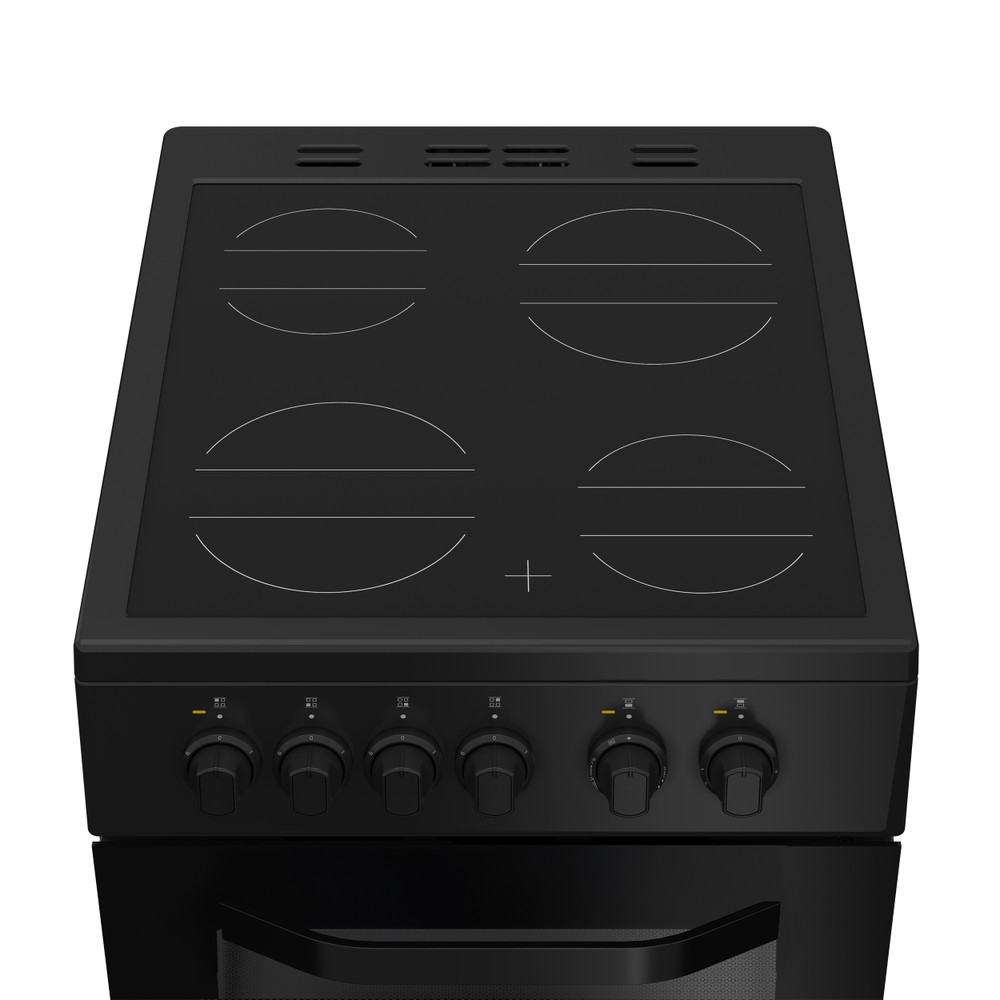 Hotpoint Double Cooker HTE5VCB Black A Vitroceramic Frontal top down