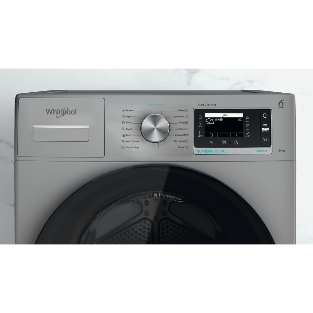 Whirlpool Sušička W7 D93SB EE Stříbrná Lifestyle control panel
