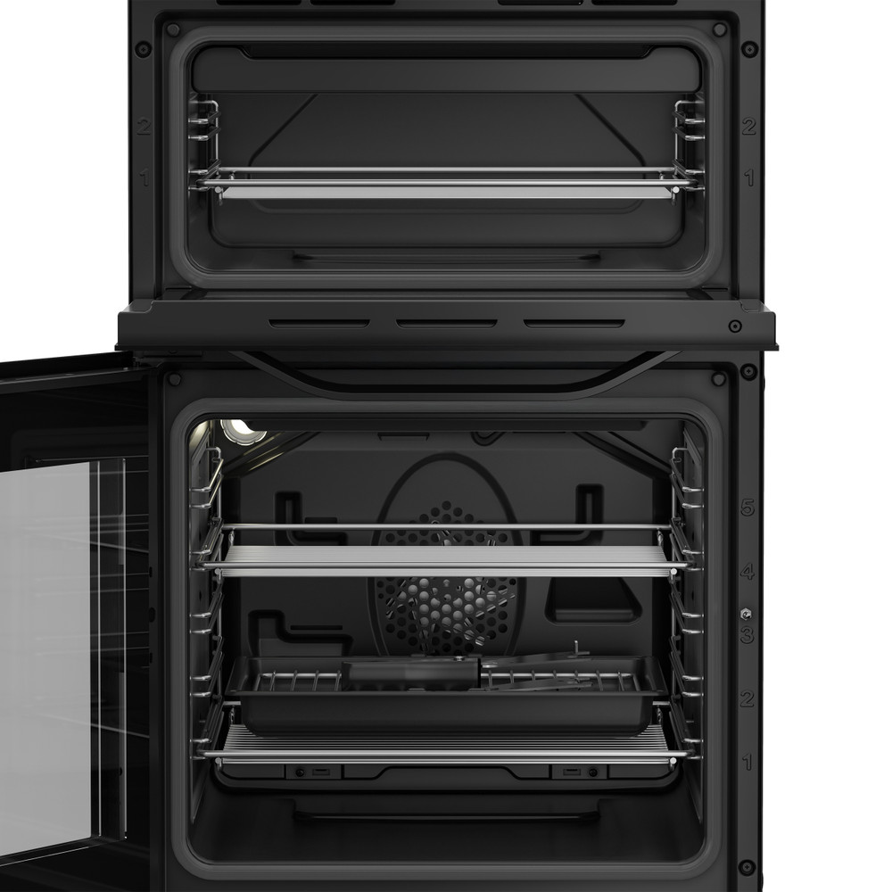 Hotpoint Double Cooker HTE5VCB Black A Vitroceramic Lifestyle frontal open