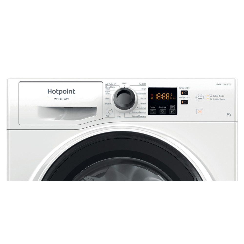 Hotpoint_Ariston Lave-linge Pose-libre NS8469WKFR Blanc Lave-linge frontal A Control panel