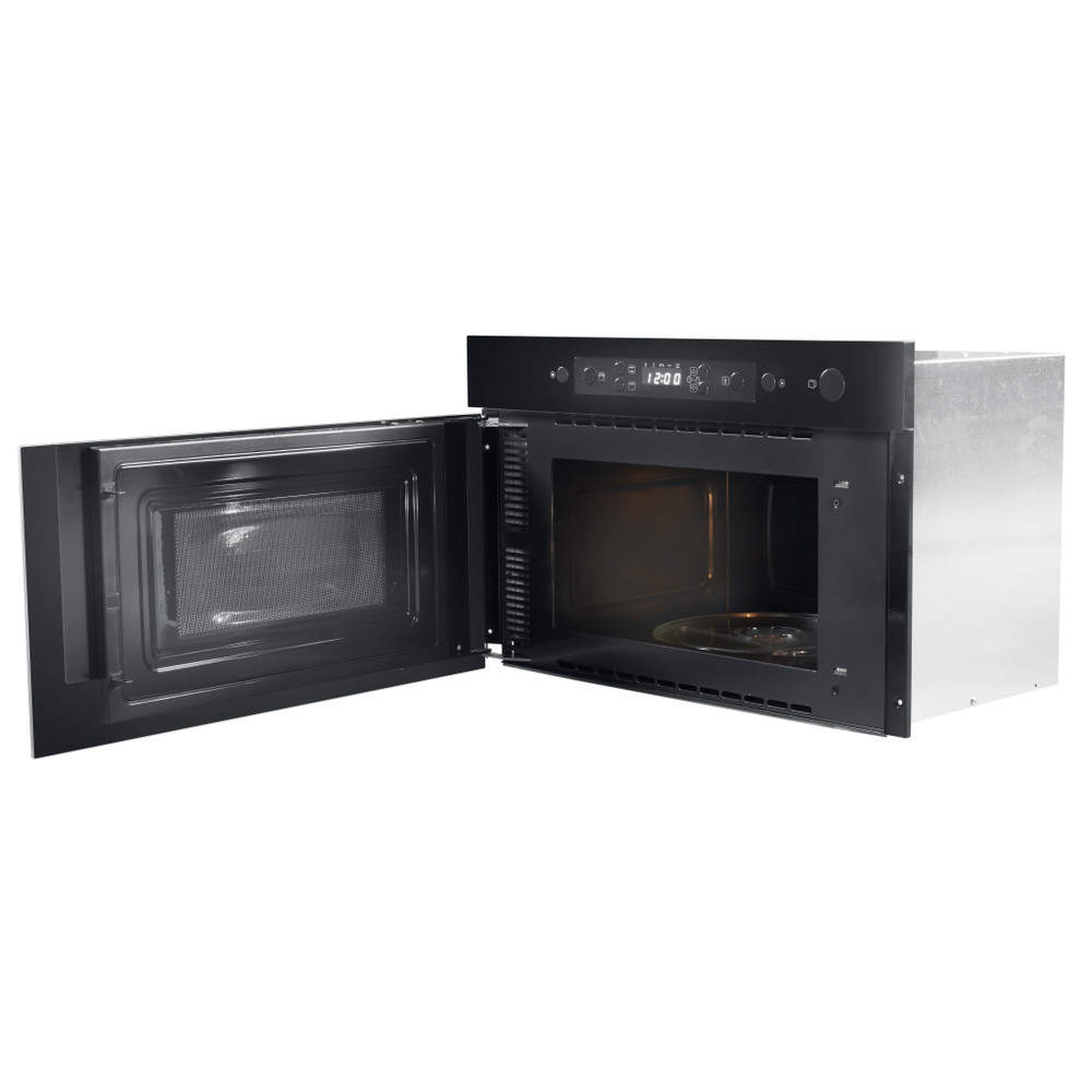 Whirlpool Mikrohullámú sütő Beépíthető AMW 439/NB Fekete Elektromos 22 Mikrohullám+Grill funkció 750 Perspective open