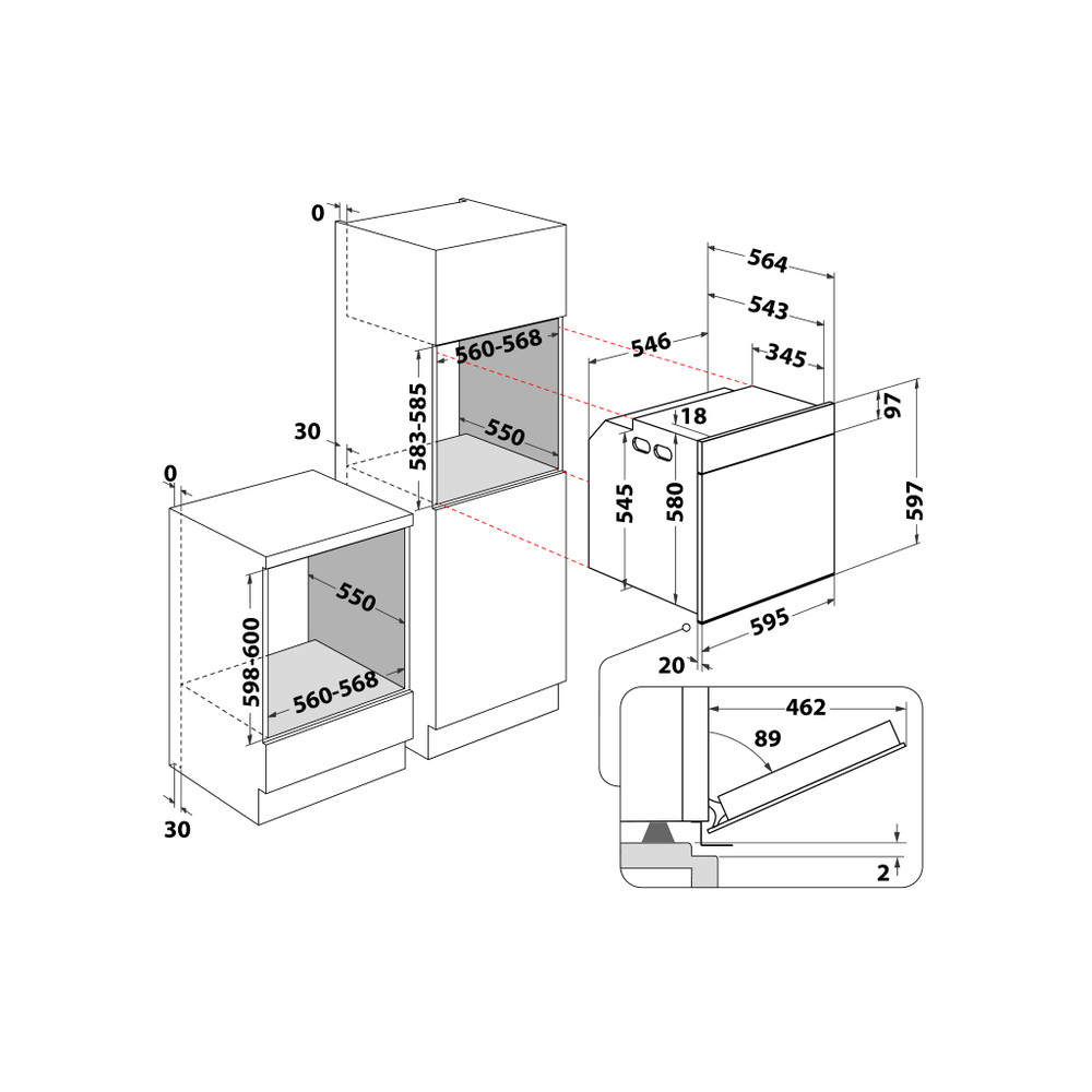 Bauknecht Four Encastrable BBI5S8PM1SK Electrique A+ Technical drawing