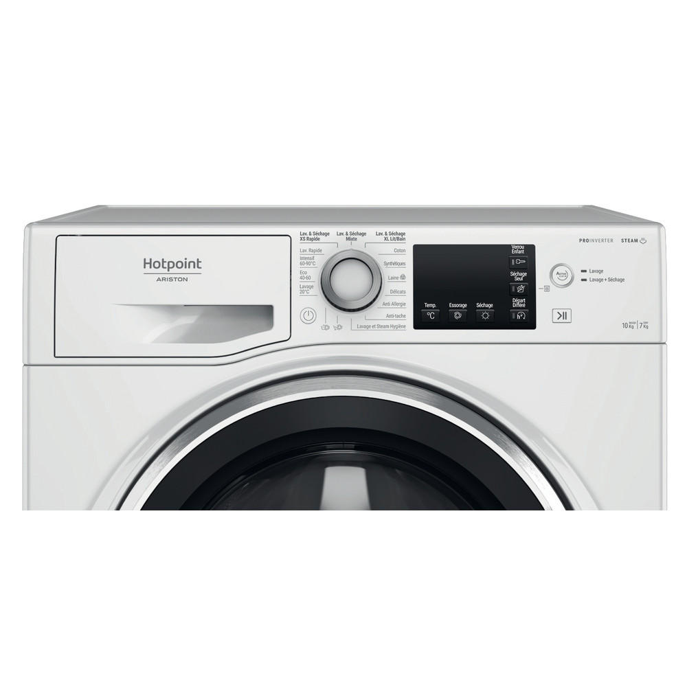 Hotpoint_Ariston Lavante-séchante Pose-libre NDBD 107489 WSA FR Blanc Lave-linge frontal Control panel